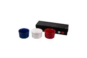 Matte Finish Ramekin Set, 3 Pieces (Blue/Wite/Red)