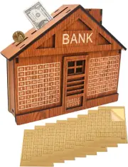 2000 Dollar Wooden Money Savings Challenge Box Cash Vault Piggy Bank for Adults