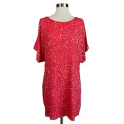 Aidan Mattox Women's Cocktail Dress Size 10 Coral Orange Sequined Mini Shift