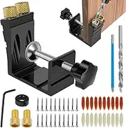 ZLHETWT 47Pcs Pocket Hole Jig Kit, Metal Pocket Screw Jig Drill Guide Sturdy 15° Angled Holes Drilling Positioner Woodworking Punch Locator Tool with 20 Screws 1 Hex Key for Carpentry