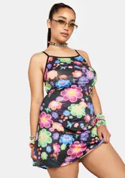 [Club Exx] Plus Sonic Bloom Mini Dress