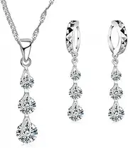 [Generic] Crystal Choker Necklace Set Earrings Wedding Bridal Bridesmaid Jewelry