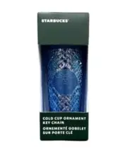 Starbucks Azure Blue Jeweled Ornament Keychain Christmas 2022 NWT