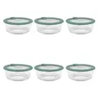 6PK Ecology Store Round Clear Glass Food Storage Container 650ml Eucalyptus