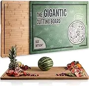 Gigantic Extra Large Cutting Board for Kitchen 36 X 24 by Grizzly Living - Heavy Duty Bamboo Chopping Boards for Meat, Veg & Charcuterie - Large Wooden Noodle Board for Stove Top & Countertop