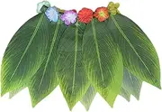 Grass Skirt | Huula Skirt | Tropical Leaf Skirt, Hawaiian Leaf Skirt with Flowers, Tropical Summer Hawaiian Leaf Skirt Fancy Dress Perfect for Beach Dance and Hawaiian Party