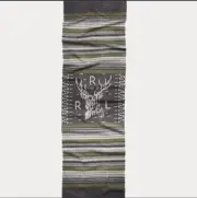 Ralph Lauren RRL Grey Green Lambswool Cashmere Jacquard Logo Scarf 68" x 20" NWT