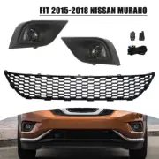 Black Front Bumper Lower Grill + Fog Lights W/Switch For 2015-2018 Nissan Murano (for: Nissan)