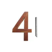 A.FRESCO Steel House Number FOUR Wall Address Sign/Plaque 25.7x40cm Rust