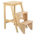 Step Stool for Kids Adults Step Stool 3 Tier Folding Counter Chair Wooden Ladder