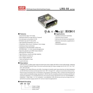 明緯 MW 電源供應器 LRS-50-48 48V 1.1A 50W-HM工業自動化