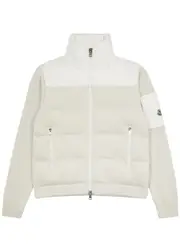 Moncler Quilted Shell and Wool Jacket - Cream - L L