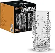 Nachtmann Punk Long Drink Glass, Clear – Bold Crystal Barware with Stud-Inspired Design – Tall Shape Enhances Effervescence & Ice Space – 375 ml Capacity (Pack of 4)