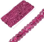 uxcell 2.3cm x 6m Sequin Trim Rose Red Wave Flat Sequin Braid Trim Strip Paillette Ribbon for Crafts, Embellishments, DIY Sewing Costume Decor