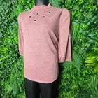 LOUIS PARIS Tops Women 2XL Mauve Pink High Neck Rhinestone Cut Outs NWT 0401