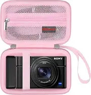 [Elonbo] Camera Carrying Case for Sony RX100 VII/ RX100 VI/ RX100 V/ RX100 IV/ RX100 III Compact Digital Camera, Vlogging Camera Travel Bag, Video Streaming Camera Storage Holder. Pink