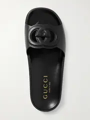 [Gucci] Gucci - Cutout Leather Slides - Black - IT39.5 IT 39.5 Black