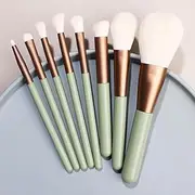 Makeup Brush Set 8 Pcs Premium Synthetic Foundation Powder Concealers Eye shadows Blush Makeup Brushes，Green