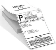 4x6 Direct Thermal Shipping Label, Fan-Fold Sticker, Commercial Grade, Thermal Labels Compatible with Rollo, Nelko, Munbyn, Jadens, Strong Adhesive Labels Paper, 100 Per Stack