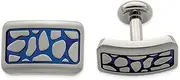 [JewelryWeb] Titanium Blue Anodized Brushed Cufflinks