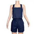 NWT LUNYA Set Woven Linen Crossback Tank & Woven Linen Shorts, Navy, Small