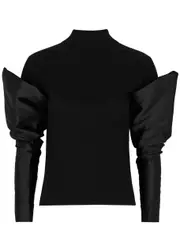 Nafsika Skourti Panelled Ribbed Silk Jumper - Black - 14 14