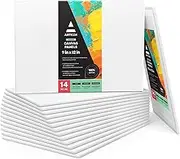 Arteza Canvas Boards for Painting, Pack of 14, 9 x 12 Inches, Blank White Canvas Panels, 100% Cotton, 8 oz Gesso-Primed, Art Supplies for Acrylic Pouring and Oil Painting