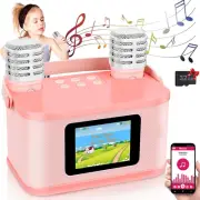 Mini Karaoke Machine for Kids, Upgraded Lyrics Screen Portable Kid Bluetooth Sin