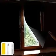 Blackout Window Film Window Privacy Film Electrostatically Adhesive 100% UV Blocking Indoor Blackout Frosted Glass Film Heat Control Curtain Removable Bathroom Door Decoration (Black, 44.5X200CM)