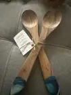 NIKITA Wood Salad Serving Set With Colorful Glazed Handles
