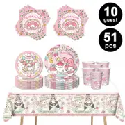 Melody Theme Party Tableware 10 Guest Pack Plates Cups Napkins Tablecloth