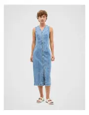 [Seed Heritage] Denim Button Through Midi Dress in Blue