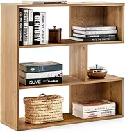 Giantex Bookshelf, 3-Shelf Open Bookcase, Freestanding Corner Bookshelf, Modern Display Storage Shelf, Room Organizer with Anti-Toppling Device for Living Room, Bedroom, Study, Office (Concave)