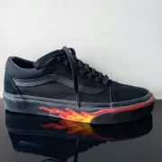 Vans Men's Old Skool Flame Wall Suede/Canvas Sneaker in Awesome Black/Black