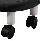 Imitation Leather Pulley Low Stool Home Living Room Children With Wheels Black