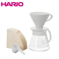 在飛比找Yahoo奇摩購物中心優惠-HARIO V60白色濾杯咖啡壺組 XVDD-3012W