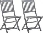 Folding Outdoor Chairs 2 pcs Solid Acacia Wood Patio Chair