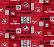 St. Could State Huskies Patchwork Fleece Fabric-Fleece Blanket Fabric