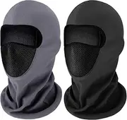 Balaclava Ski Mask 2 Pcs Fleece Thermal Winter Mask Windproof Motorcycle Full Face Mask Head Face Cover for Women Men Outdoor Skiing Cycling Snowboarding, Black, Gray, Dark Colors/Black, Gray, One