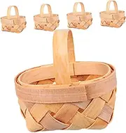 Abaodam 5pcs Miniature Wood Chip Baskets Small Woven Storage Baskets for Crafts Decorative Mini Serving Trays for Dollhouse Accessories Landscape Photography Props