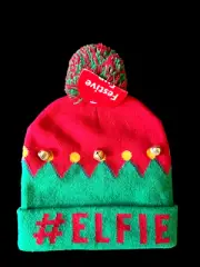 New Elfie Funny Christmas Winter Holiday Elf Selfie Knit Hat