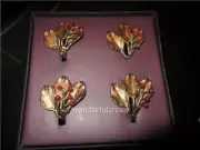 NEW Pottery Barn Brass Mistletoe Glass Bead Napkin Ring Set of 4 to 16