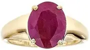 [Gin & Grace] 10K Yellow Gold Mozambique Genuine Ruby Ring for women | Ethically, authentically & organically sourced (Oval-cut) shaped Ruby hand-crafted jewelry for her | Ruby Ring for women