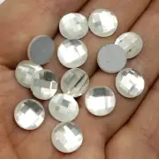 Craft DIY Faceted Round 6mm-20mm Flatback Crystal Rhinestone Stone Gems Tile