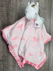 New Parent Choice Baby Girl Clouds Satin Trim Unicorn Lovey Security Blanket