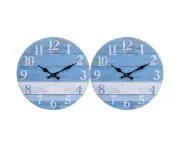 2x LVD Beach House Hanging Wall Clock Analogue 34cm Round Home/Office Decor