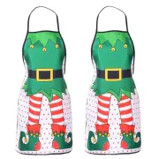2 Pack Christmas Elf Apron Cute Adjustable Kitchen Chef Bib BBQ Cooking Funny...