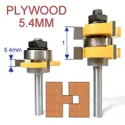 2 pc 1/4" SH 1" Stock 1/4 Plywood 5.4MM Tongue & Groove Router Bit Set
