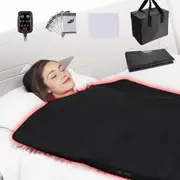 Sauna Blanket for Detoxification, Portable Far Infrared Sauna for Home, PU Sauna Bag w/ Therapy Stones & Carbon Fiber Heating, 1-6 Level Adjustable Temp 35-85°C, 1-60 Minutes Timer,