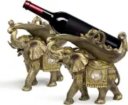 Thai Elephant Decorative Wine Rack Rest Bottle Holder Figurine Statue Set of 2